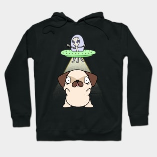 Funny pug is being abducted by aliens Hoodie